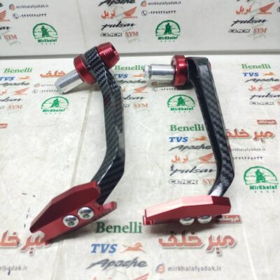 هندگارد (محافظ) سر دسته فرمان انواع موتورسیکلت تمام فلز قرمز کربنی رنتال cnc (جفتی)